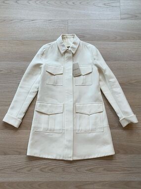 Valentino Off White Cotton Silk Lightweight Utility Jacket NWT Size 42 IT